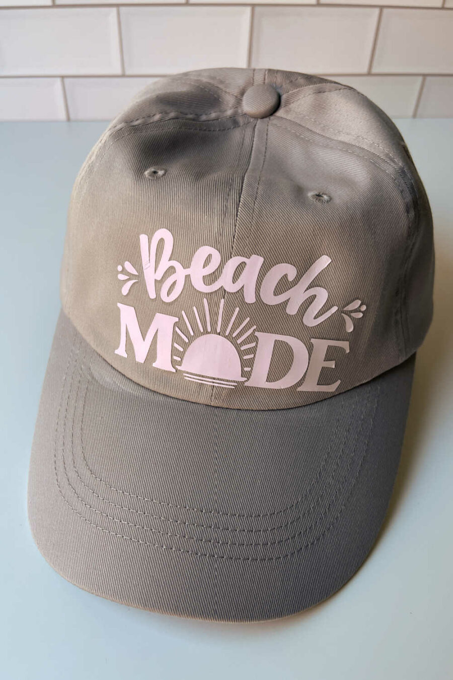 Hat made with  Cricut UV Activated Color Changing Iron-On 