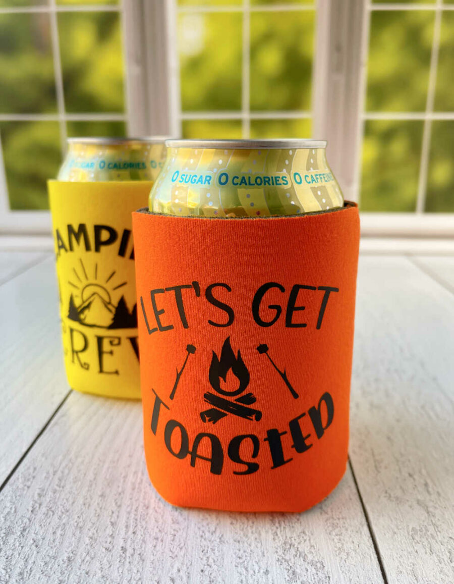 Camping can koozies 