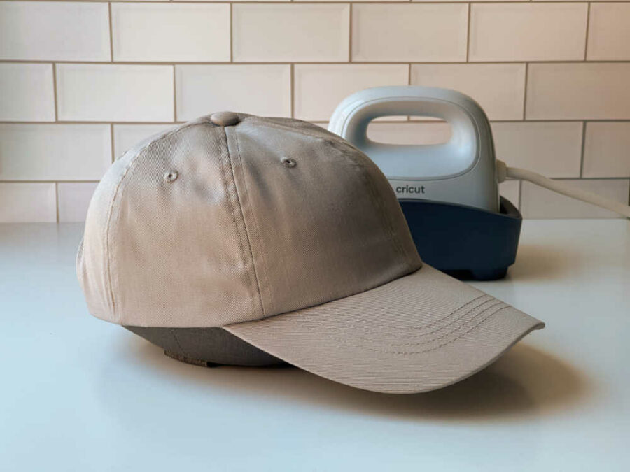Gray hat with Cricut heat press