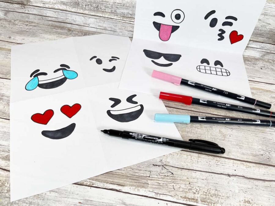 Emoji faces printable colored in