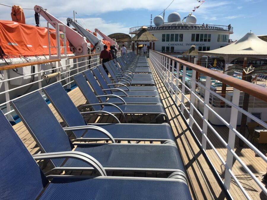 Deck chairs on the Carnival Inspiration