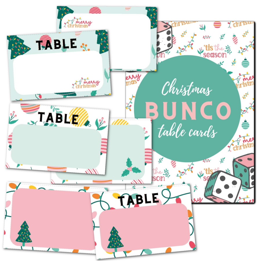 Christmas Bunco table cards