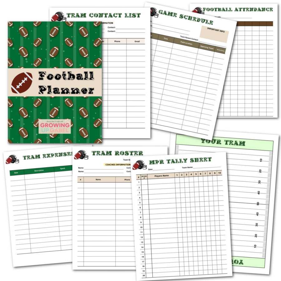 Football planner sheets