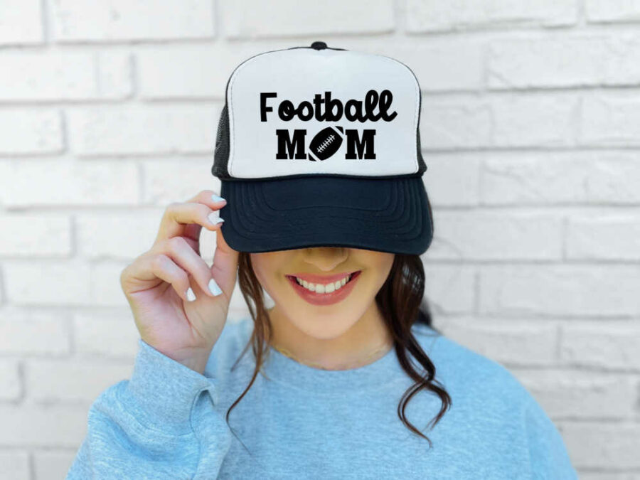 Football Mom Svg on a trucker hat