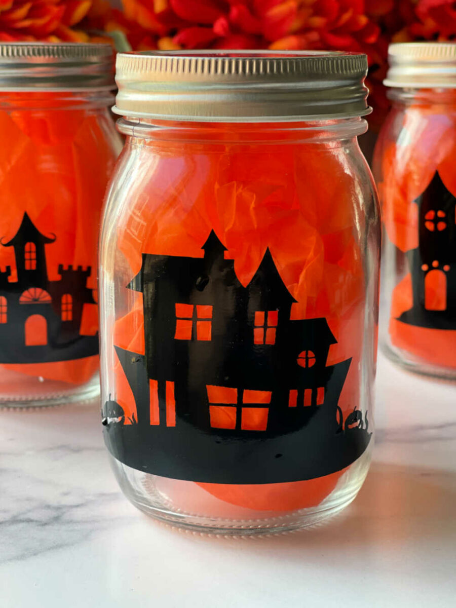 Haunted house SVG on jar