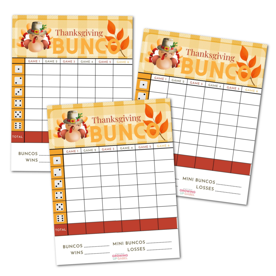 Thanksgiving Bunco Score Sheets 