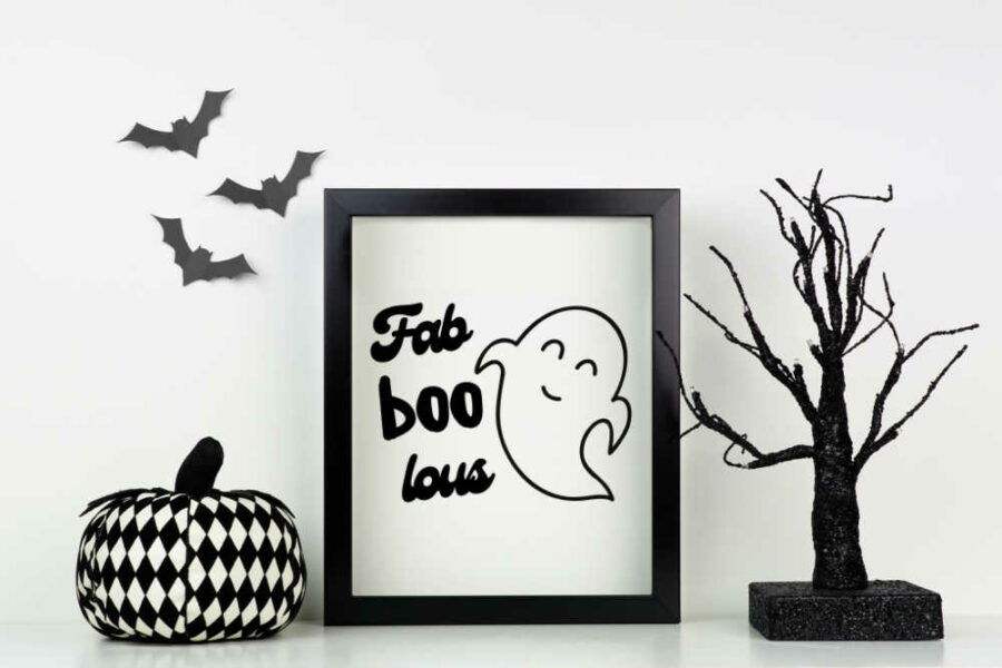 Cute Ghost SVG framed as wall art decoration