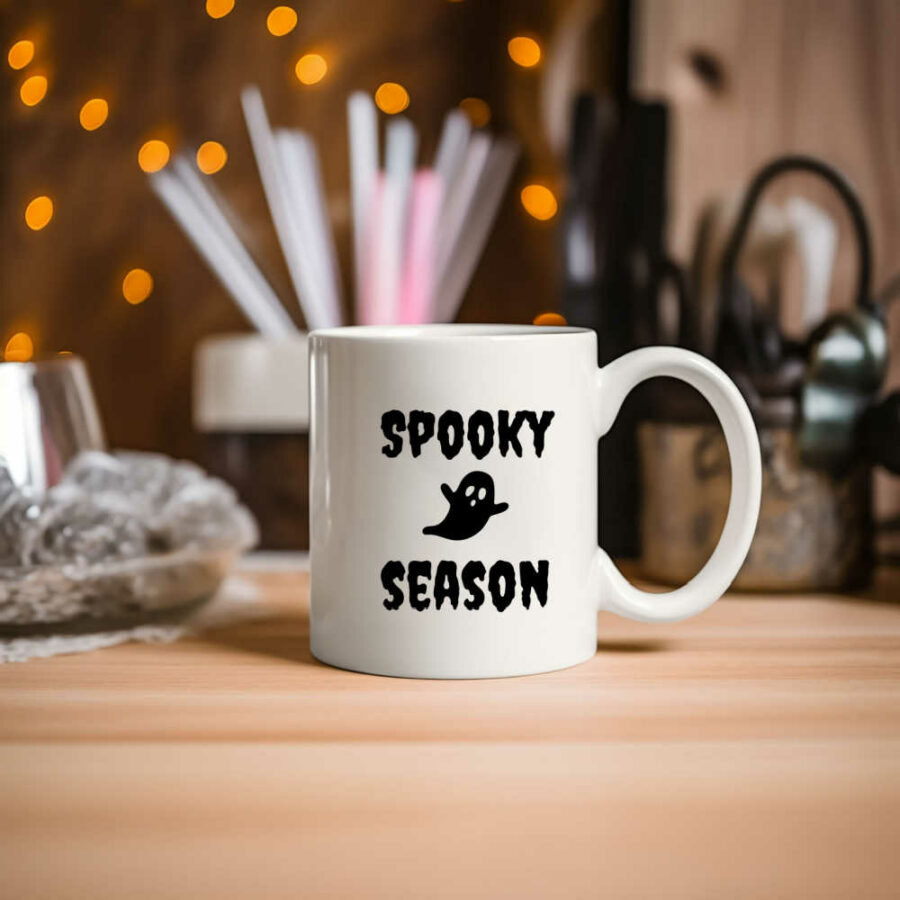 Spooky Season SVG on a white mug