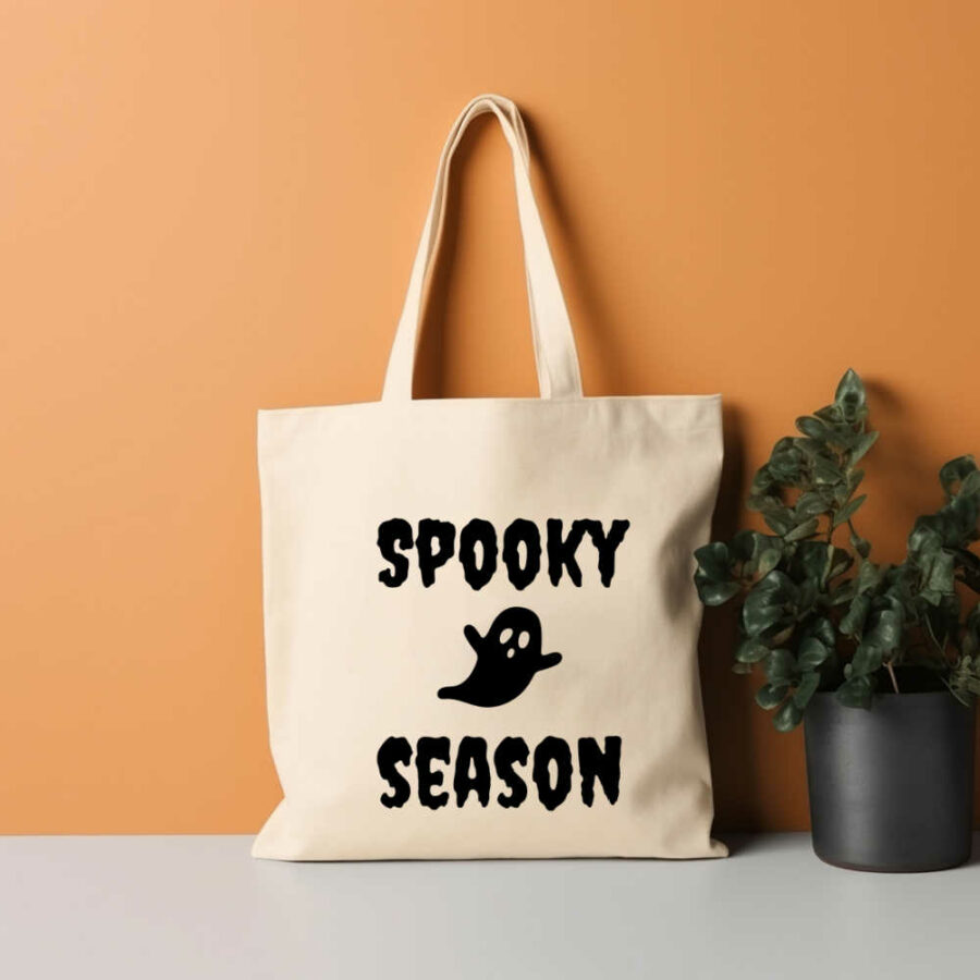Spooky season SVG on a tote bag