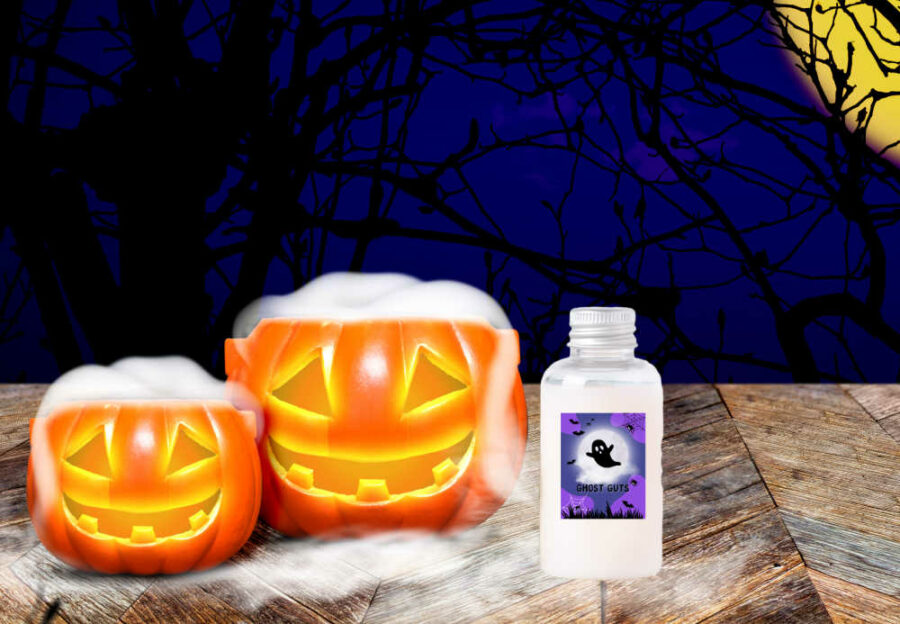 Ghost guts Halloween bottle label on a shampoo bottle