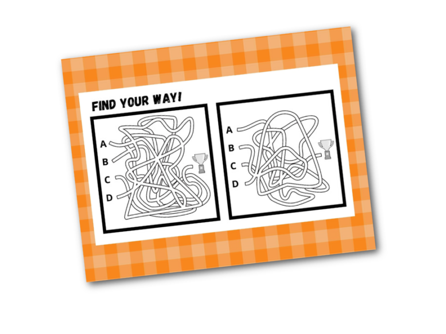 Thanksgiving placemat with mazes