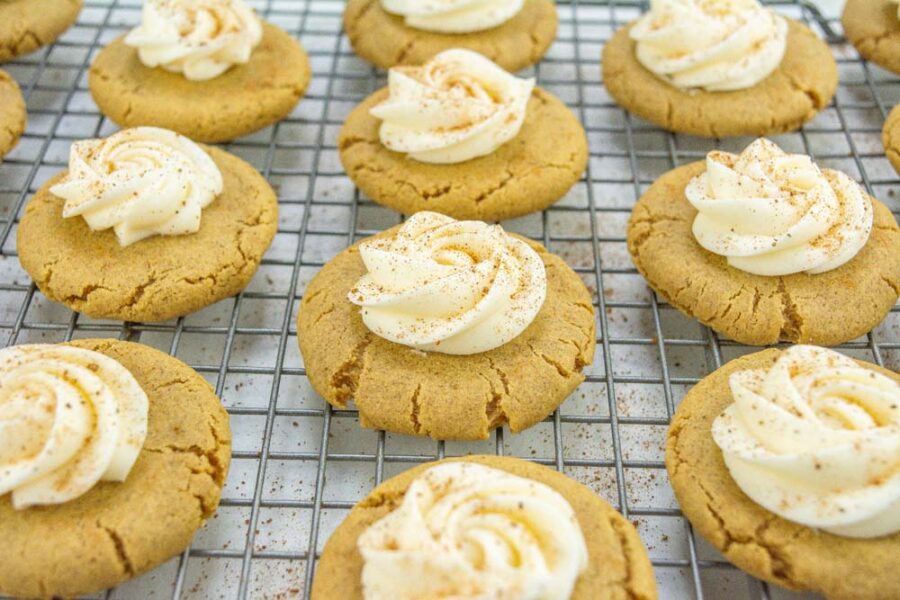Frosted gingersnap cookies