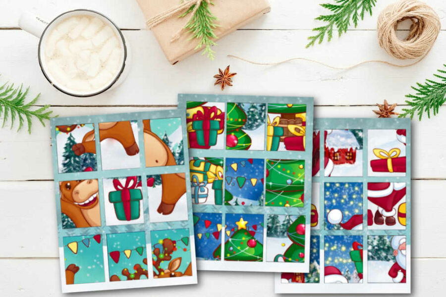Three Christmas mix and match puzzles