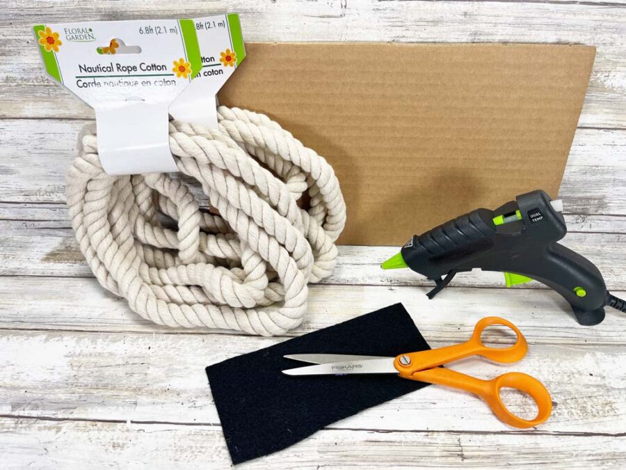 Craft supplies and materials to make a DIY Rope Ghost for Halloween