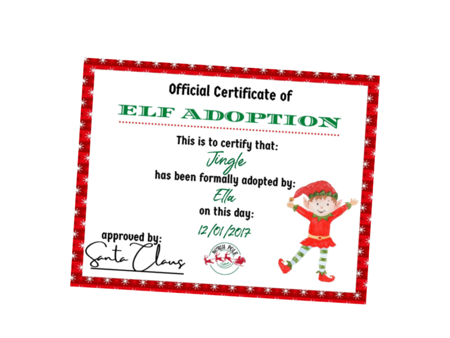 Printable elf adoption certificate
