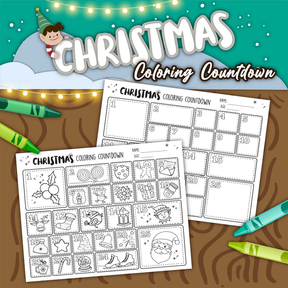2023 Advent Calendar for Kids, Christmas Advent Calendar Crayons