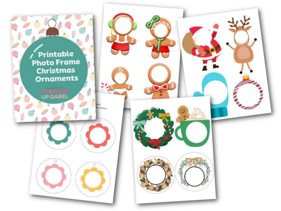 5 sheets of Printable Photo Frame Christmas Ornaments