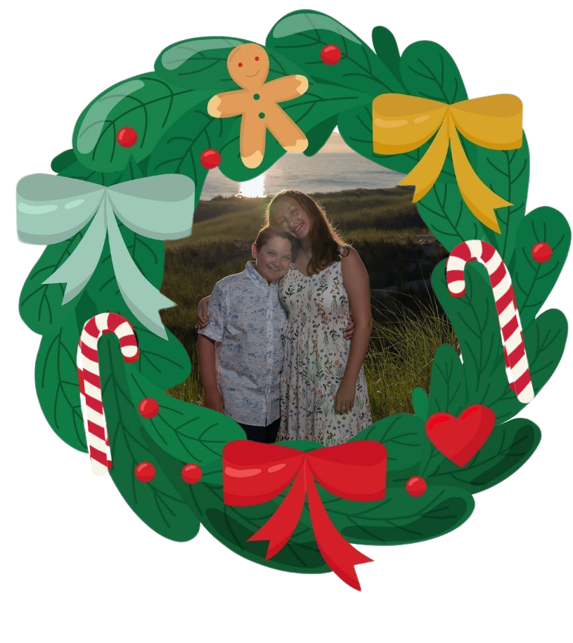 Wreath Printable Photo Frame Christmas Ornament with a photo of 2 kids