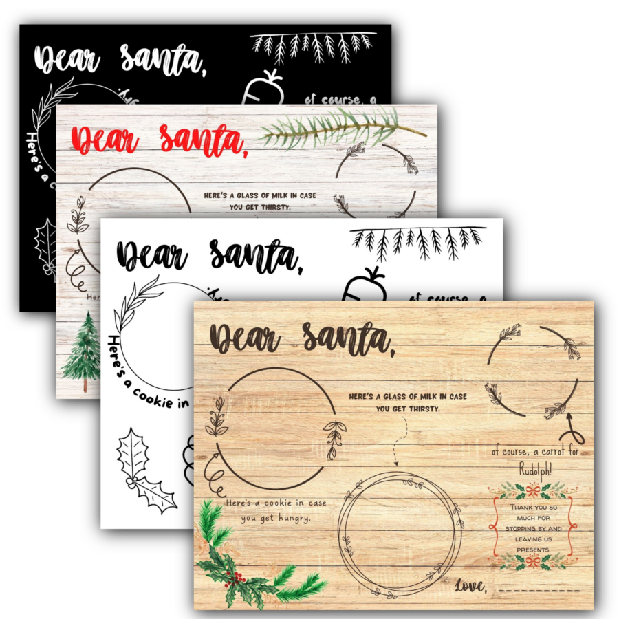 Printable santa placemats in 4 designs