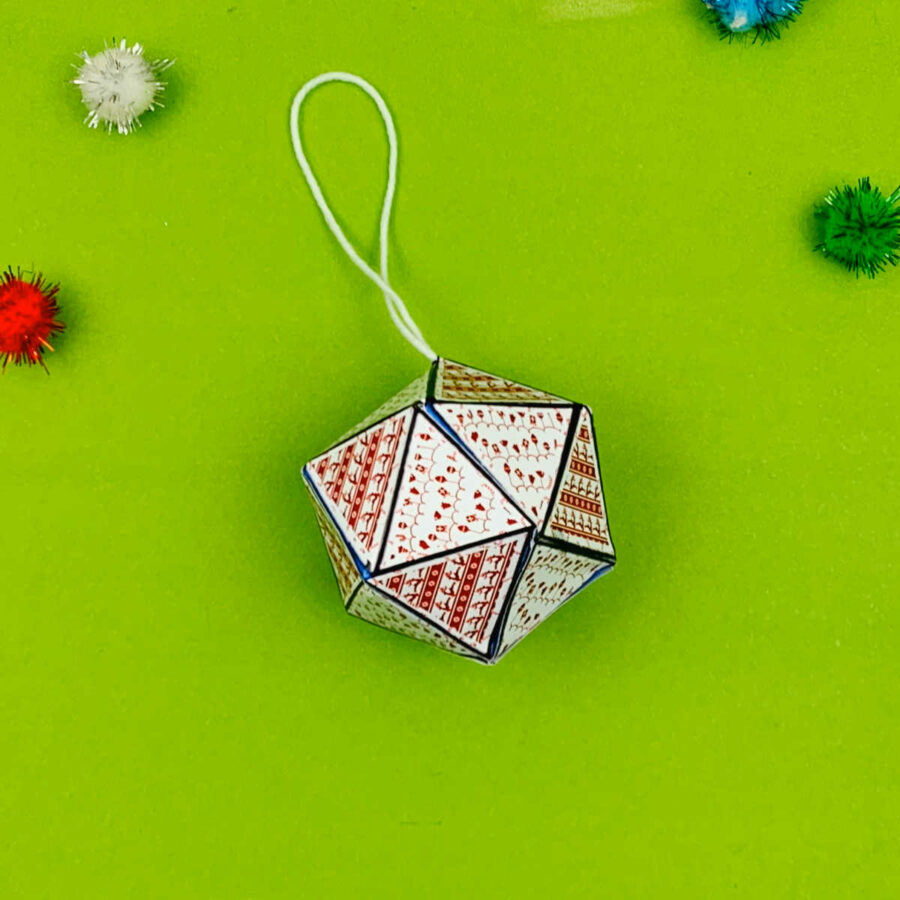 Print and Fold Paper Christmas Tree ornament completed