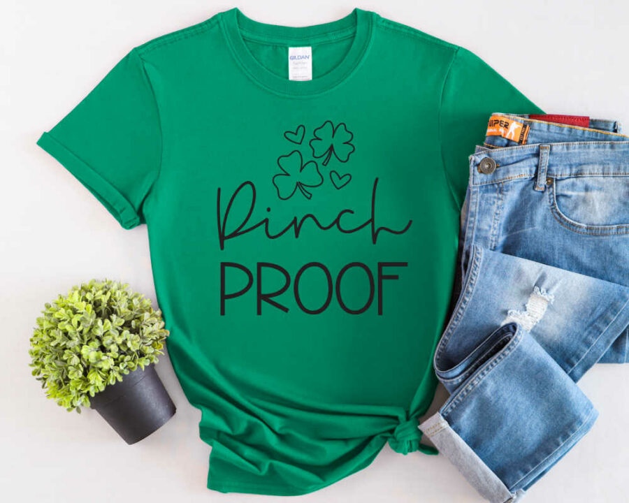 Green shirt with Pinch Proof on it